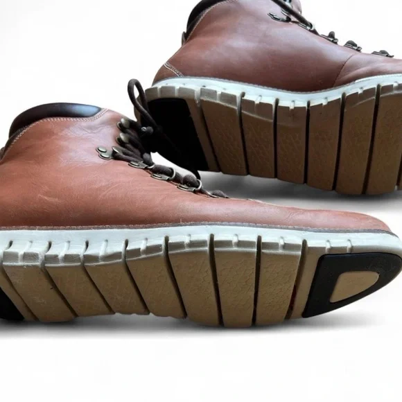 Cole Haan Men’s Brown Leather Lace-Up Boots Size 13